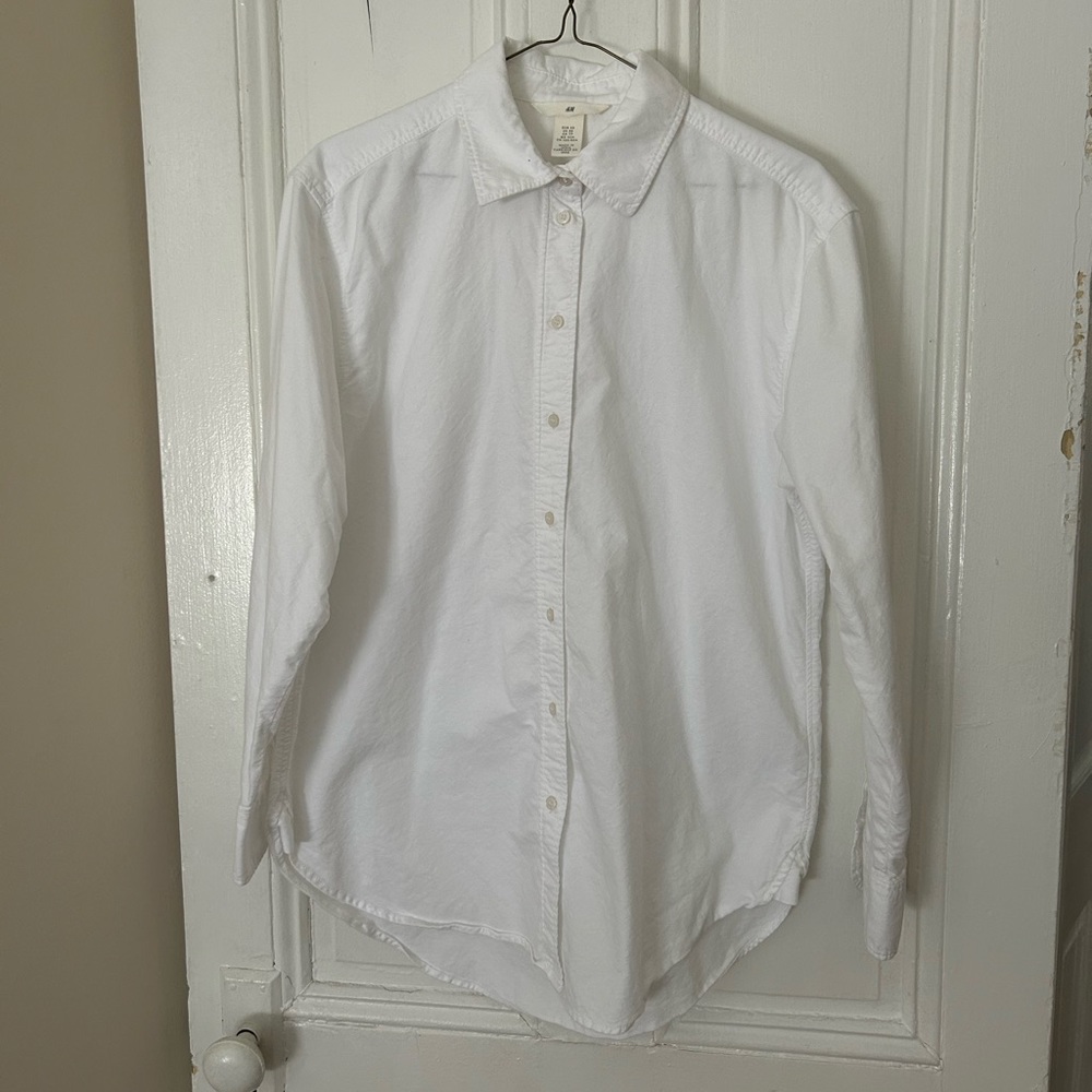 H&M White Cotton Oxford Button Down Shirt
